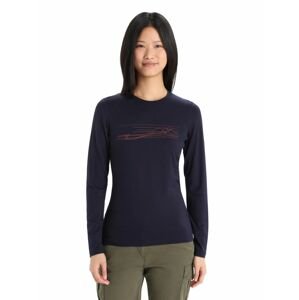 Dámské triko dlouhý rukáv ICEBREAKER Wmns 200 Oasis LS Crewe Ski Stripes, Midnight Navy velikost: XL