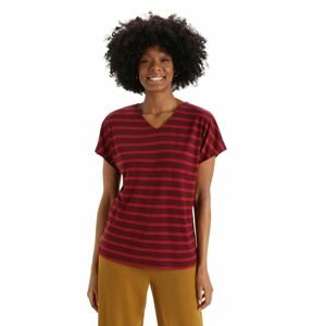 Dámské triko krátký rukáv ICEBREAKER Wmns Drayden Reversible SS Top Stripe, Espresso/Cherry/S velikost: XS