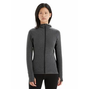 ICEBREAKER Wmns Descender LS Zip Hood, Jet Heather/Black velikost: S