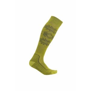 Pánské merino ponožky ICEBREAKER Mens Ski+ Light OTC Ski Heritage, Bio Lime/Loden velikost: 47-49 (XL)