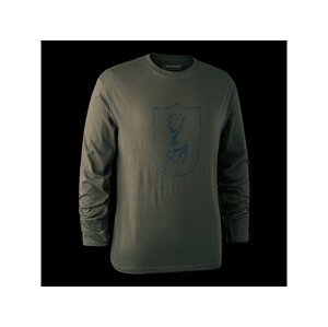 Lovecké tričko Deerhunter logo jelen dl. rukáv Barva: Bark Green, Velikost: M