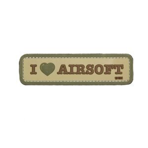 101INC Nášivka 3D plastová I LOVE AIRSOFT velcro COYOTE Barva: COYOTE BROWN