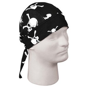 ROTHCO Šátek HEADWRAP SKULL & CROSSBONE ČERNÝ Barva: Černá